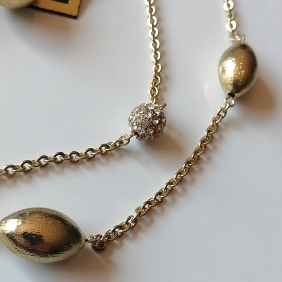 NWT Spring Street Gold Clear Rhinestone Necklace & Earrings - Picture 6 of 8